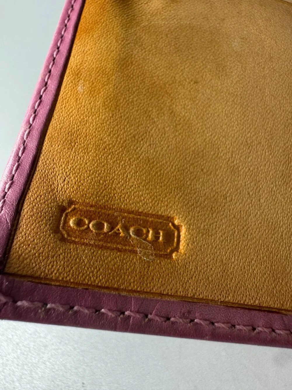 Coach Bifold Pink Leather Signature Wallet